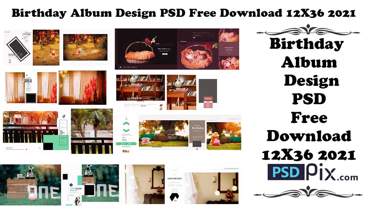 Birthday Album Design PSD Free Download 12X36 2021 