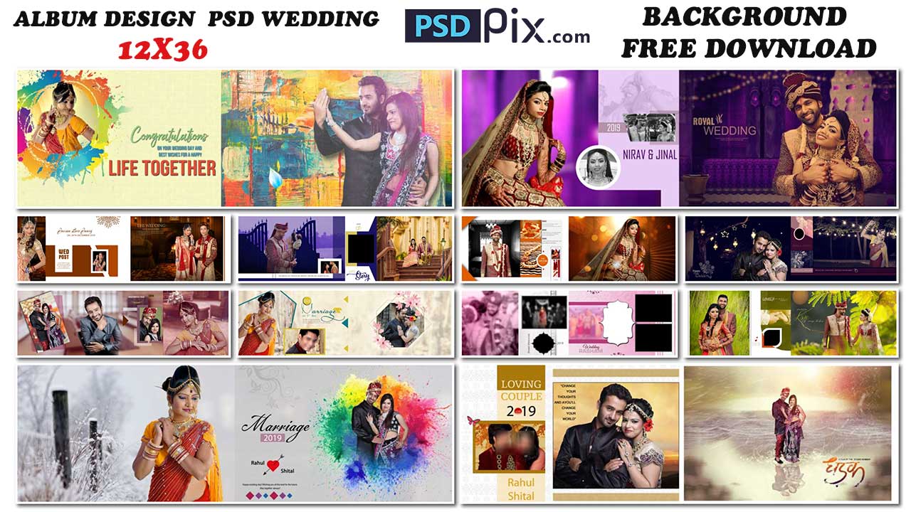 Album Design 12X36 PSD Wedding Background Free Download 2022 
